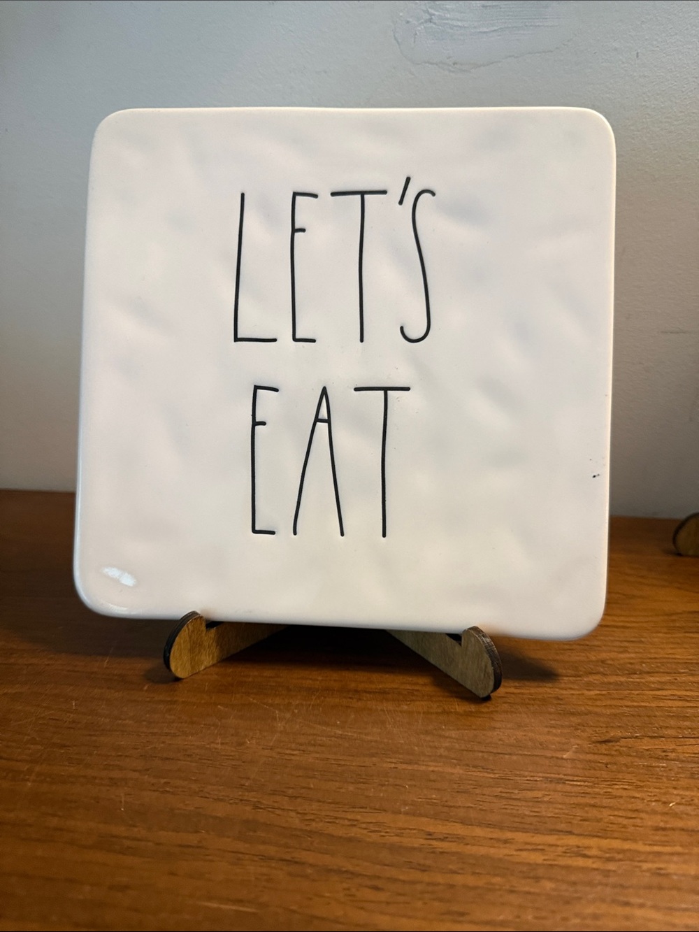 White Ceramic Plate with "LET'S EAT" Text